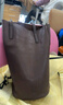 裘真慵懒遇水桶包女腋下单肩包复古通勤包头层植鞣牛皮包包 咖啡色-中号 实拍图