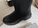 井迈【牛皮】切尔西靴男靴英伦风马丁靴高帮皮鞋烟筒靴潮秋冬加绒靴子 黑色高帮217【四季款】 41 皮鞋码（=运动鞋42） 实拍图