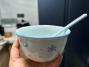 【天天低价】新款釉下彩陶瓷碗餐具套装少女心ins风陶瓷碗勺 初雪一碗一勺活动 实拍图
