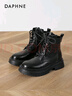 达芙妮靴子女马丁靴女秋季新品爆款2025厚底百搭英伦风短靴显脚小女靴 黑色【单里8孔】 37 实拍图