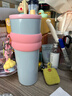 世大家保温杯女士高颜值学生不锈钢水杯大容量便携吸管杯海蓝椰椰710ml 实拍图