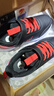361°儿童运动鞋男童跑鞋秋冬密网轻便魔术贴女童皮革加绒保暖运动鞋 【皮革】碳黑/能量红色 36 实拍图