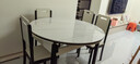 沐晨岩板餐桌实木可伸缩折叠圆餐桌椅组合现代简约小户型餐厅吃饭桌子 4轨道黑白色-雪山白岩板【木椅】 1.20m一桌四椅 实拍图