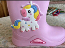 牧萌儿童雨鞋男童女童防水立体宝宝防滑耐磨卡通雨靴 粉色独角兽 16码 实拍图