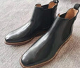 德赛（Desai）高帮男士切尔西靴头层牛皮英伦风复古马丁靴商务休闲潮流男鞋 黑色 40码  实拍图