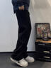 主意范（ZHUYIFAN）胖子大码230斤裤子男直筒秋冬款工装裤潮牌大码直筒阔腿休闲裤 A001-K1050黑色 XL (175) 130-150斤可穿 实拍图