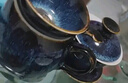 苏氏陶瓷（SUSHI CERAMICS）功夫茶具套装新窑变银丝釉功夫茶杯三才盖碗13头礼盒装 实拍图