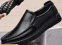 宜驰（EGCHI）新款商务休闲鞋男皮鞋大码套脚头层牛皮中年鞋子 36274 黑色 39 实拍图
