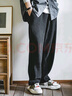 马登工装雪尼尔垂感聪明裤美式巴恩风直筒休闲裤仿灯芯绒束脚长裤子男 黑色 3XL 实拍图