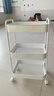 甄严选推车置物架落地多层收纳架宿舍移动零食架厨房架子铁艺带轮储物架 【加厚碳钢】三层白色送滑轮 实拍图