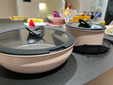 特福（Tefal）锅具套装烹饪锅煎炒锅奶锅可拆卸手柄不粘锅有钛不粘百变套锅五件套奶茶白 实拍图