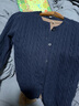 优衣库女装纽花圆领针织开衫/毛衣外套空调衫通勤秋冬新款481477 69 藏青色 S 实拍图