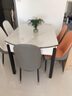 奥利克丝 亮光岩板餐桌椅组合 现代简约实木餐桌可伸缩折叠圆桌吃饭桌子 亮光雪山白-黑白框架轻奢皮椅款 1.35米 一桌六椅【12MM加厚岩板】 实拍图