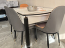 奥利克丝 亮光岩板餐桌椅组合 现代简约实木餐桌可伸缩折叠圆桌吃饭桌子 亮光雪山白-黑白框架轻奢皮椅款 1.35米 一桌六椅【12MM加厚岩板】 实拍图