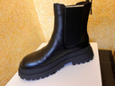 百丽（Belle）切尔西靴女商场同款黑色冬季英伦皮靴短靴X2G2DDD3预售 黑色-绒里 39 (245mm) 实拍图