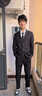 花花公子西服套装男士韩版修身上衣外套伴郎新郎结婚商务职业正装小西装男 两扣黑色上衣+衬衫+领带+西裤 XL 实拍图