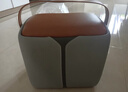 芝华仕（CHEERS）家用换鞋凳现代简约真皮小凳子芝华士头层牛皮圆凳芝华士XJ008 橙灰色（方凳） 优先发货（详询客服） 实拍图