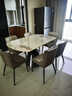 鲁菲特大理石餐桌意式轻奢高级感微晶石高端餐桌可旋转方圆两用餐厅饭桌 黑玫瑰桌面-碳素钢底座-268#椅 1.35米 一桌六椅 实拍图