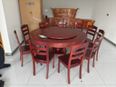 歆菲逸 实木餐桌家用圆形转盘餐桌椅组合吃饭桌中式圆桌餐厅家具桌子 1.2米餐桌+6椅带转盘 实拍图