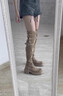 达芙妮官方过膝长筒靴女2025秋冬爆款美拉德厚底时装靴两穿翻折靴子女 卡其色【过膝or翻折 可两穿】 37 实拍图