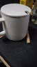传旗陶瓷马克杯带勺盖咖啡杯牛奶杯早餐杯办公杯男女茶杯描金白400ml 实拍图