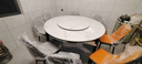初屋 餐桌 岩板餐桌椅组合现代简约伸缩折叠圆桌家用小户型实木饭桌子 黑白色-雪山白岩板-101皮椅 1.5m 一桌八椅 实拍图