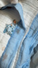棉加加（Cotton++）纱布浴巾6层婴儿纯棉宝宝全棉100%新生儿童3-6-12岁洗澡包被裹巾 龙宝蓝【a类6层一体超柔110*110 cm拉伸尺寸 实拍图