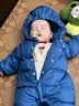 英氏（YEEHOO）新生婴儿外出服保暖连帽哈衣冬季男女宝宝羽绒长袖连体衣超韧绒 蓝色 73 cm （建议6-9个月） 实拍图