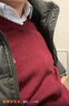 恒源祥羊毛背心男士轻薄羊毛衫毛衣V领马甲针织衫坎肩 酒红 L(175) 实拍图