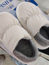 朴西冬季可外穿羽绒布防水包跟女士棉拖鞋室内保暖两穿 浅米白 38-39 实拍图