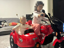 派克奇儿童电动摩托车宝宝三轮车大号双人可坐大人充电玩具双驱童车亲子 红色+12A超威电瓶+软轮+全功能 可坐大人+550大电机 实拍图