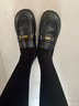 百丽元宝乐福鞋女2025新款粗跟英伦黑色小皮鞋D2S1DCA5 黑色 39 实拍图
