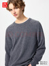 优衣库男装女装柔软绵羊毛圆领针织衫/长袖毛衣毛衫478541 07 青灰色 XS /160/76A 实拍图