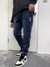 稻草人品牌男士牛仔裤秋冬季新款宽松直筒束脚裤子男加绒裤运动休闲裤男 蓝灰 XL 【建议130-150斤】 实拍图