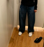 优衣库女装男装宽松廓形牛仔裤/弯刀镰刀裤子25秋冬新款479000 67 海蓝色 23 /150/58A 实拍图