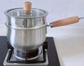 双枪（Suncha）奶锅316L不锈钢婴儿宝宝辅食小奶锅汤锅雪平蒸锅加厚带蒸笼 18cm 实拍图