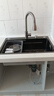 奈田（NTNO）厨房水槽大单槽洗菜盆一体盆304不锈钢加厚5.0压纹耐磨集渣洗碗槽 枪黑集渣大单槽+三挡抽拉龙头 68*46cm【台控下水-加厚5.0】 实拍图