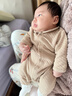优衣库婴幼儿宝宝压线连体衣长袖爬爬服婴儿衣服478819 31 米色 60cm 实拍图