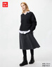 优衣库女装绒面针织喇叭中裙/半身裙裙子481434 08 深灰色 M /160/68A 实拍图