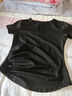 徽昂瑜伽服女运动服短袖t恤紧身速干衣健身服上衣V领褶皱收腰耀黑XL 实拍图
