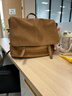 裘真【宋佳同款】植鞣羊皮信使双肩包大容量上班通勤休闲背包新款 大象灰-大号 实拍图