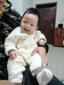 婧麒（JOYNCLEON）婴儿保暖连体衣秋冬季宝宝夹棉衣服哈衣新生儿空气棉睡衣爬服 斜开活力小兔 80cm 实拍图