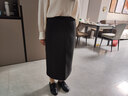 唐谜毛呢西装半身裙女秋冬2025新款高腰通勤包臀裙中长款后开叉一步裙 毛呢-深灰色-长款70CM起 L (28) 【105-115斤】 实拍图