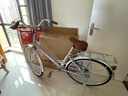 凤凰 自行车男女脚踏代步单车成人轻便学生车城市复古通勤休闲车 青柠 26寸单速灰粉 实拍图
