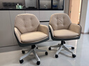 科润沙发电脑椅人体工学椅子办公学习家用舒适久坐卧室化妆宿舍书桌椅 加大双层款-耐磨猫抓皮-卡其色-4级防爆气杆 不可调节 固定扶手 双层加厚软包 实拍图