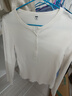 优衣库女装罗纹亨利领T恤/长袖修身短款内搭打底25新款479591 01 乳白色 S /155/80A 实拍图