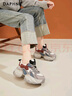 达芙妮时尚拼色老爹鞋女厚底高跟运动休闲鞋潮款舒适女鞋 灰蓝色 35  实拍图