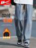 回力牛仔裤男冬季加绒保暖美式直筒裤子男宽松阔腿休闲长裤 实拍图