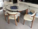 木韵美居 岩板餐桌椅组合 可伸缩实木家用广东佛山中小户型中古风吃饭桌子 胡桃色-雪山白岩板-羊角椅 1.35米 一桌六椅 实拍图