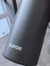苏泊尔（SUPOR）保温壶大容量不锈钢72小时暖水壶热水瓶户外旅行壶便携车载杯子 儒雅黑1.5L【304不锈钢+茶滤+背带】 实拍图